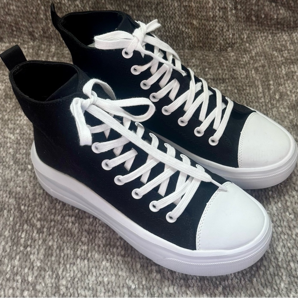 Black and White High-Top Sneakers